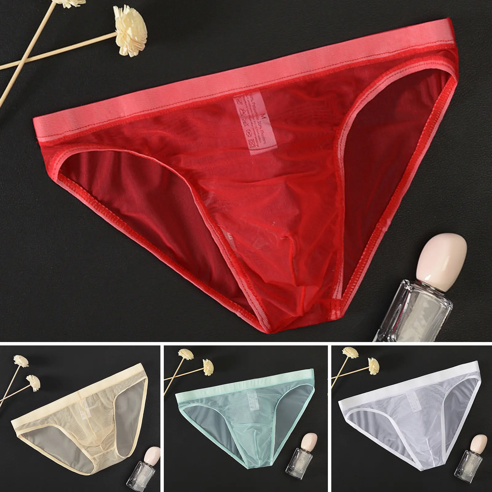 Transparent Boxers for Men See Through Male Underpants Sexy Low Waist Panties Lingerie Intimates