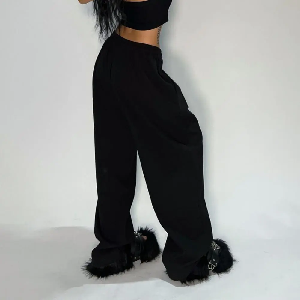 Y2K Women Cargo Pants Vintage Streetwear Baggy Wide Leg Sweatpants Casual Drawstring Oversize Pockets Fashion Trousers