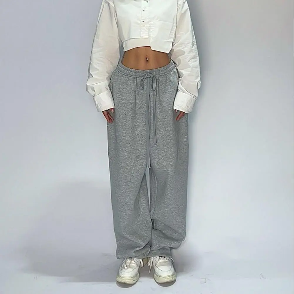Y2K Women Cargo Pants Vintage Streetwear Baggy Wide Leg Sweatpants Casual Drawstring Oversize Pockets Fashion Trousers