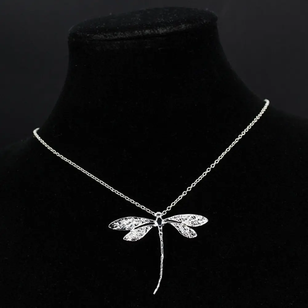 Silver Color Clavicle Chain Necklace for Women Trendy Elegant Charming Dragonfly Bride Jewelry
