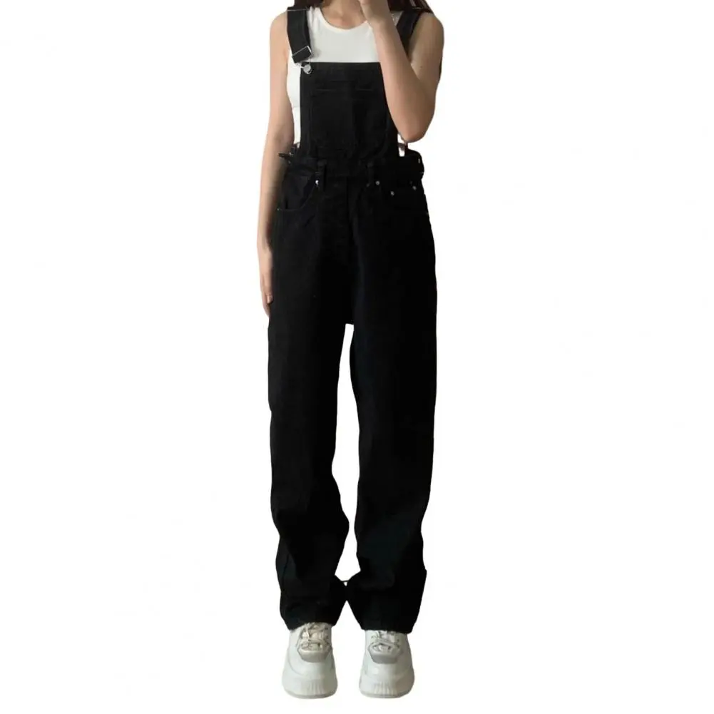 2023 Summer Black Jumpsuit Women Loose Dungarees Overalls Wide Leg Women Long Jumpsuit Ladies Overalls For Women