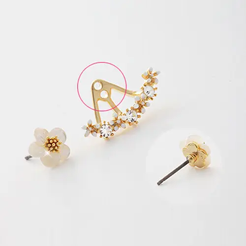 Women's Flower Earrings Zircon Ear Jacket Korean Style Copper Ear Studs Earrings orecchini Jewelry pendientes aretes de mujer