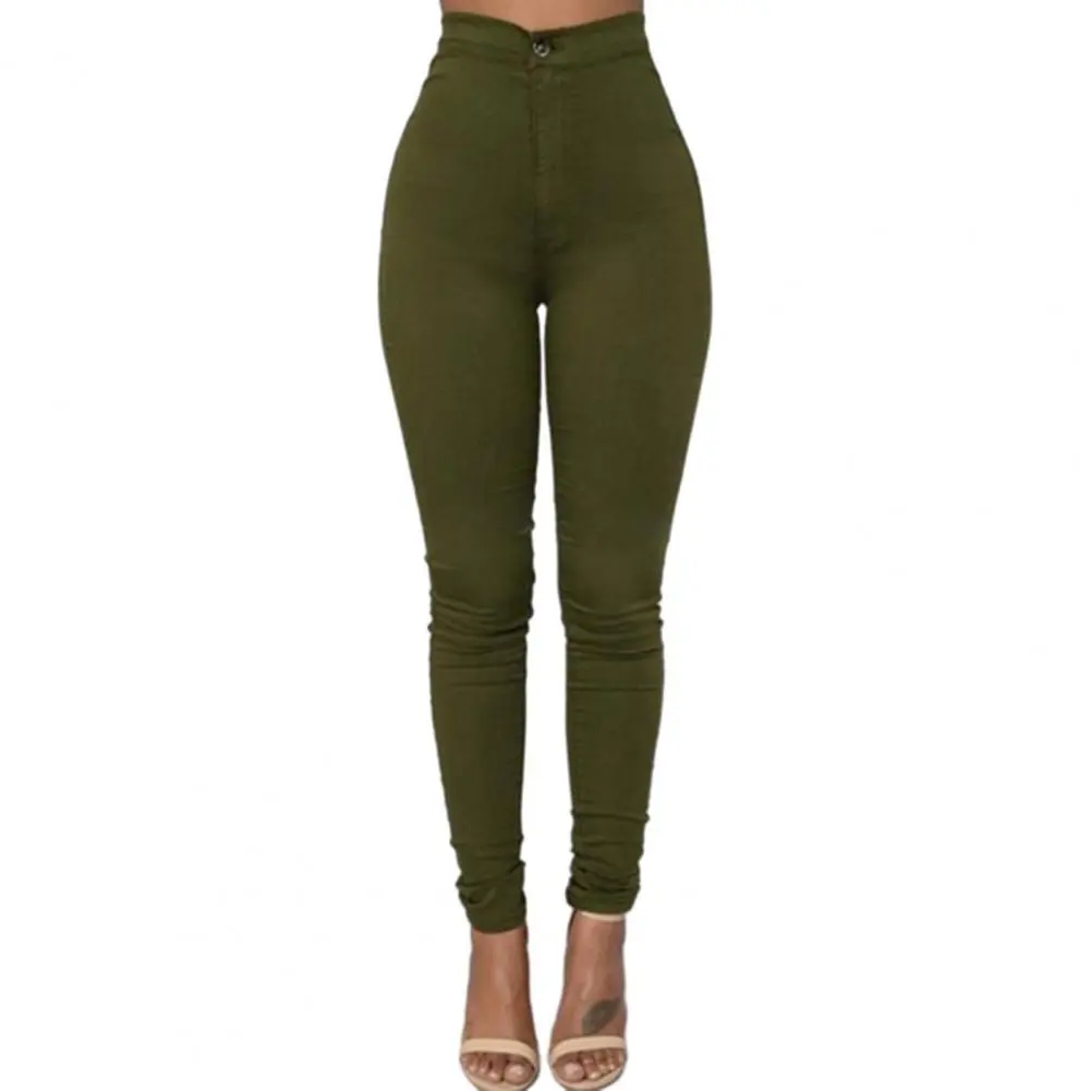 Stretch Skinny Denim Women's Jeans Mid Waist Pants Blue Retro Washed Elastic Slim Pencil Trousers