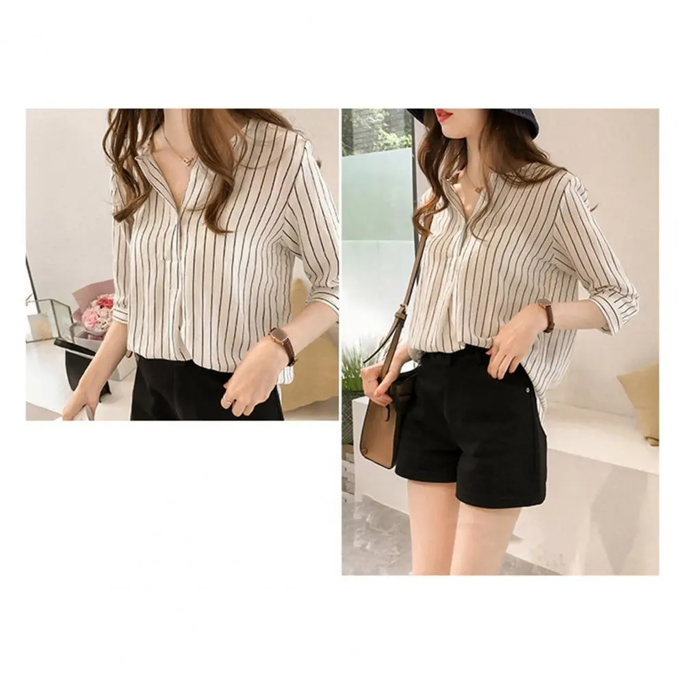 Stylish Women Shirt Comfortable Button Design Polyester Office Lady Working  Shirt Top  Women Blouse Match Pants