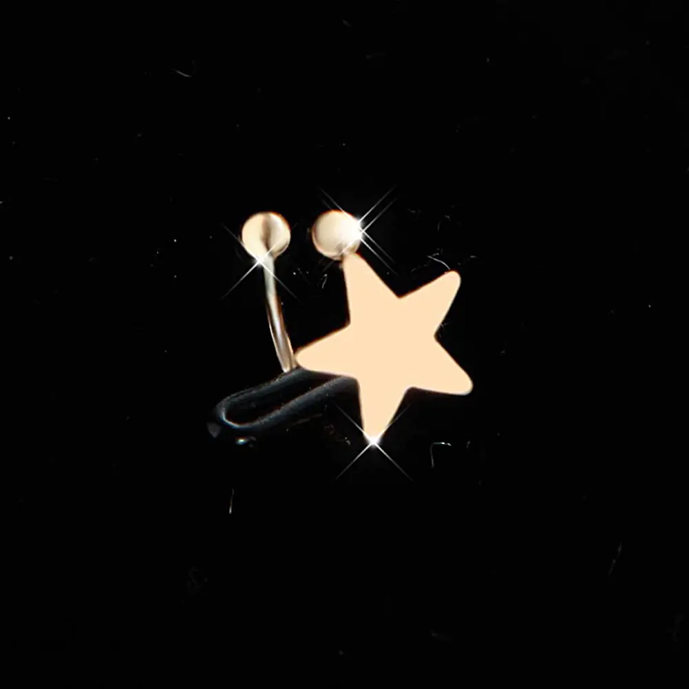 Stainless Steel Star Moon Ear Clip for Women Without Piercing Cross Ear Cuff Clip Earrings Wedding Jewelry