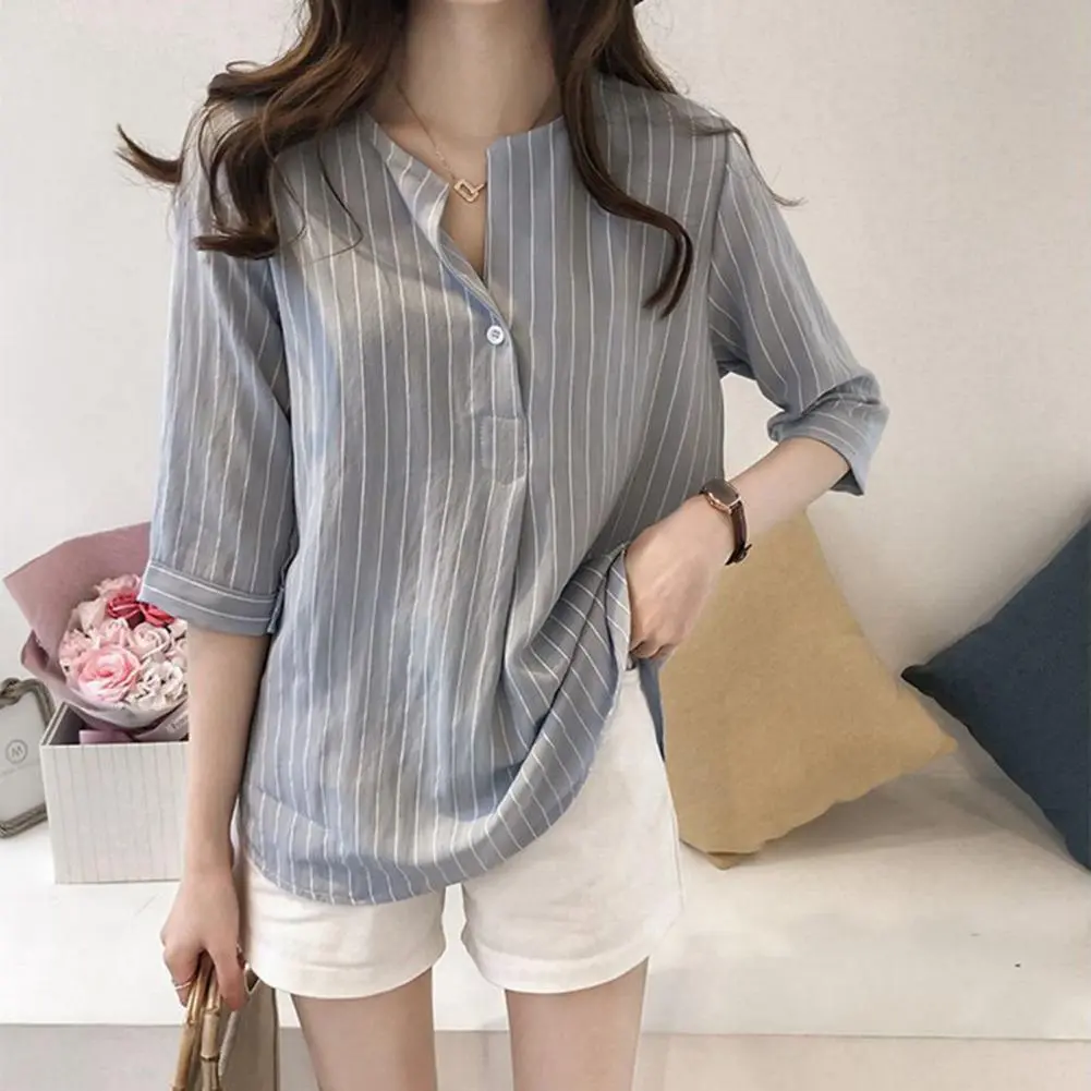 Stylish Women Shirt Comfortable Button Design Polyester Office Lady Working  Shirt Top  Women Blouse Match Pants