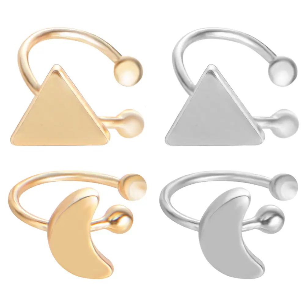 Stainless Steel Star Moon Ear Clip for Women Without Piercing Cross Ear Cuff Clip Earrings Wedding Jewelry