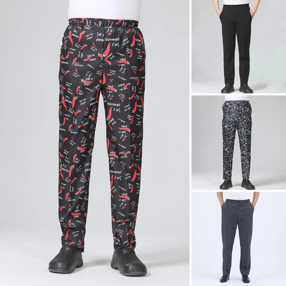 Chef Trousers Comfortable Unisex Chef Pants with Elastic Waist Breathable Fabric for Restaurant Service Secure for Cooks
