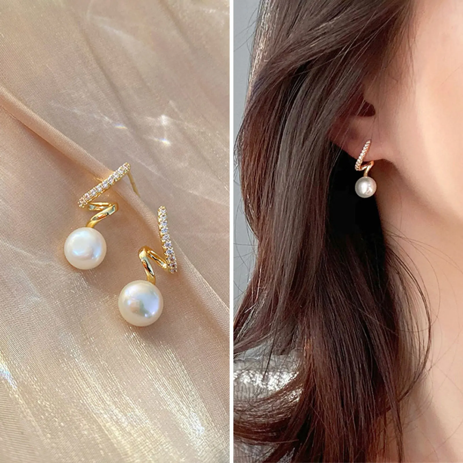 2022 Chic Women Stud Earrings Crystal Ear Climbers / Crawlers Clear Rhinestone Earring For Women Party Jewelry Gift 1 Pair