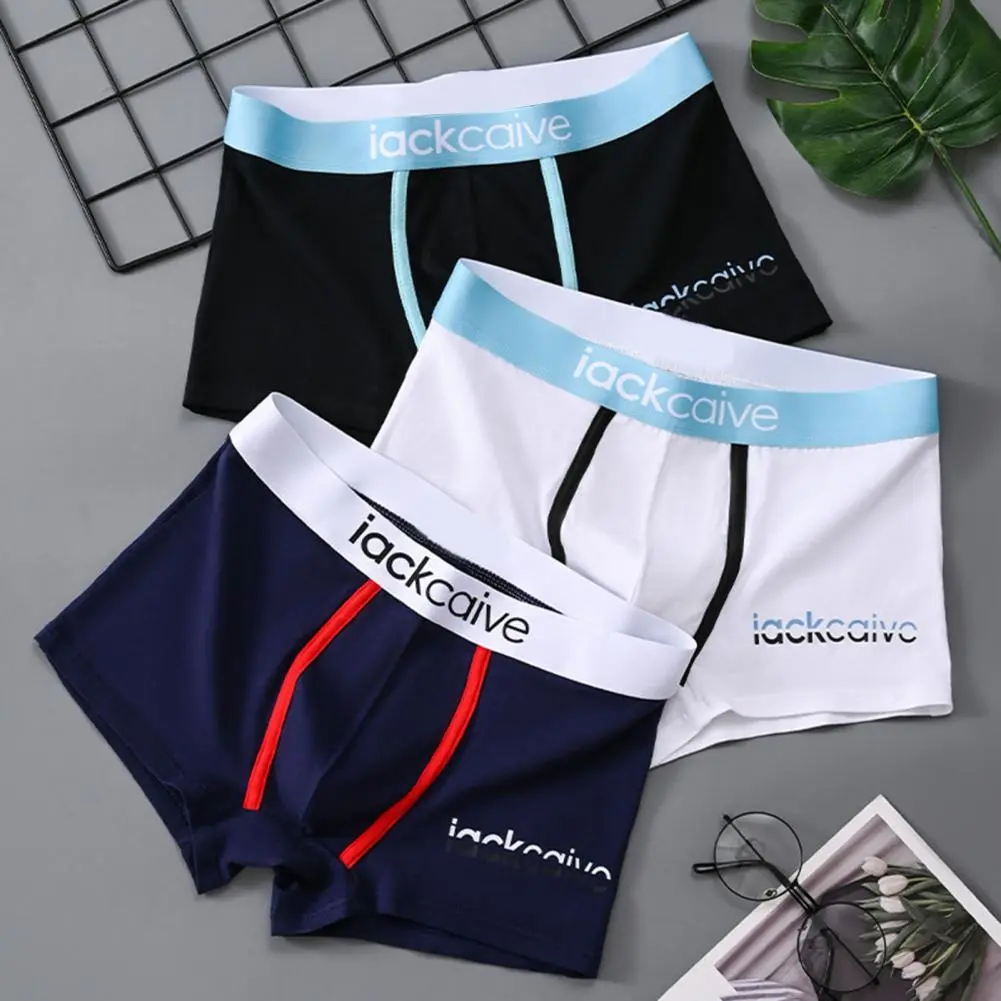 Men Boxer Briefs Men's Moisture-wicking Boxer Briefs with Wide Waistband Colorful Patchwork Design Comfortable for Sports