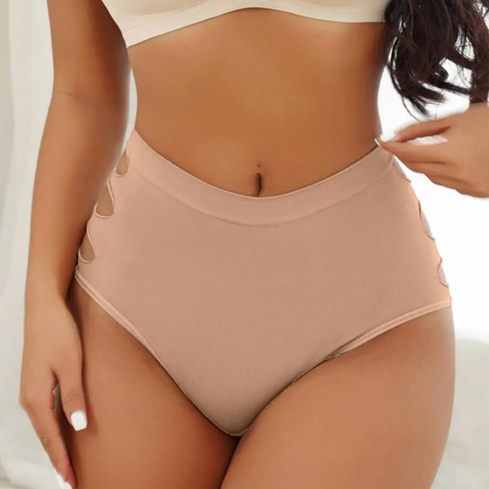 Women High Waist Bikini Bottom Tanga Solid Color Seamless Underwear Beach Wear Swimming Trunks Female Pleated Swim Shorts