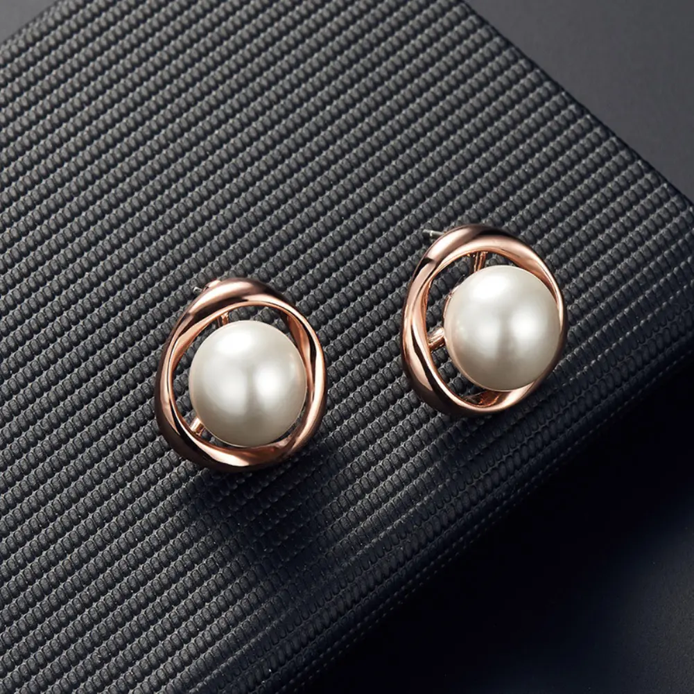 Women Jewerly Set Faux Pearl Round Pendant Necklace Stud Earrings Wedding Party Jewelry Set boucle oreille femme серьги