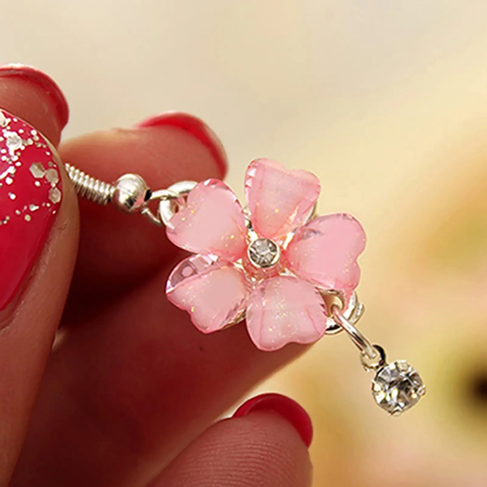 Women Elegant Earrings Flower Petals Rhinestone Dangle Drop Hook Cute Earrings Jewelry aretes de mujer серьги женски