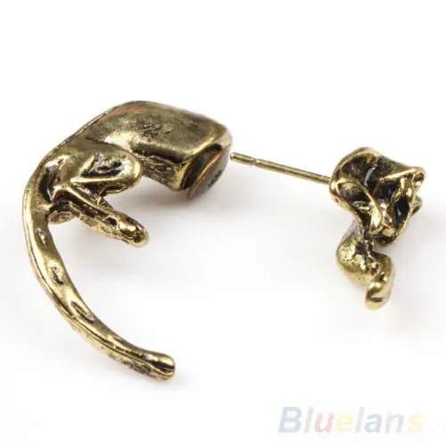 Cool Alien Earrings Black Enamel Stud Earrings For Women Animal Piercing Ear 3D Fox Earrings Jewelry Gifts