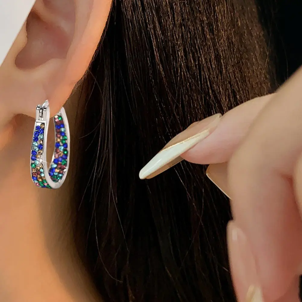 Temperament Zircon Hoop Earrings Shiny Earrings Elegant Ear Jewelry Accessories Party Clothing Decor