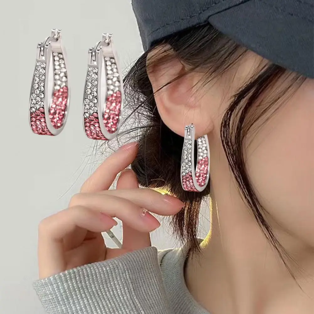 Temperament Zircon Hoop Earrings Shiny Earrings Elegant Ear Jewelry Accessories Party Clothing Decor