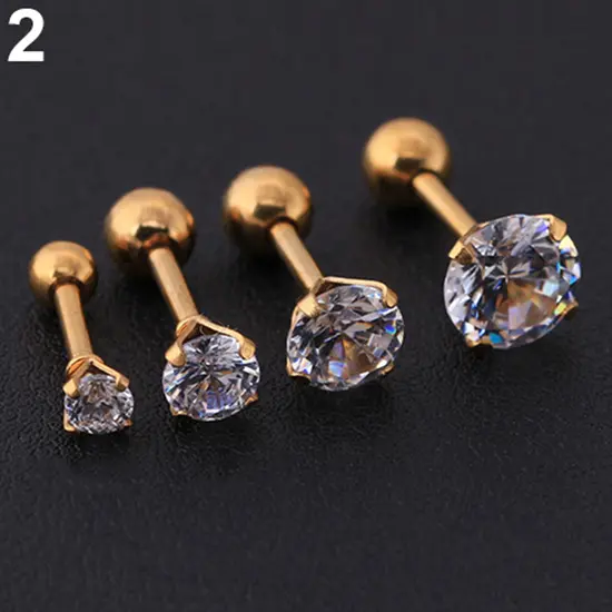 Men Women Stud Earrings Rhinestone Cartilage Tragus Bar Helix Upper Ear Earring Stud Jewelry aretes de mujer сережки женские