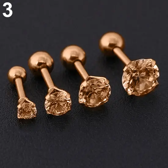 Men Women Stud Earrings Rhinestone Cartilage Tragus Bar Helix Upper Ear Earring Stud Jewelry aretes de mujer сережки женские