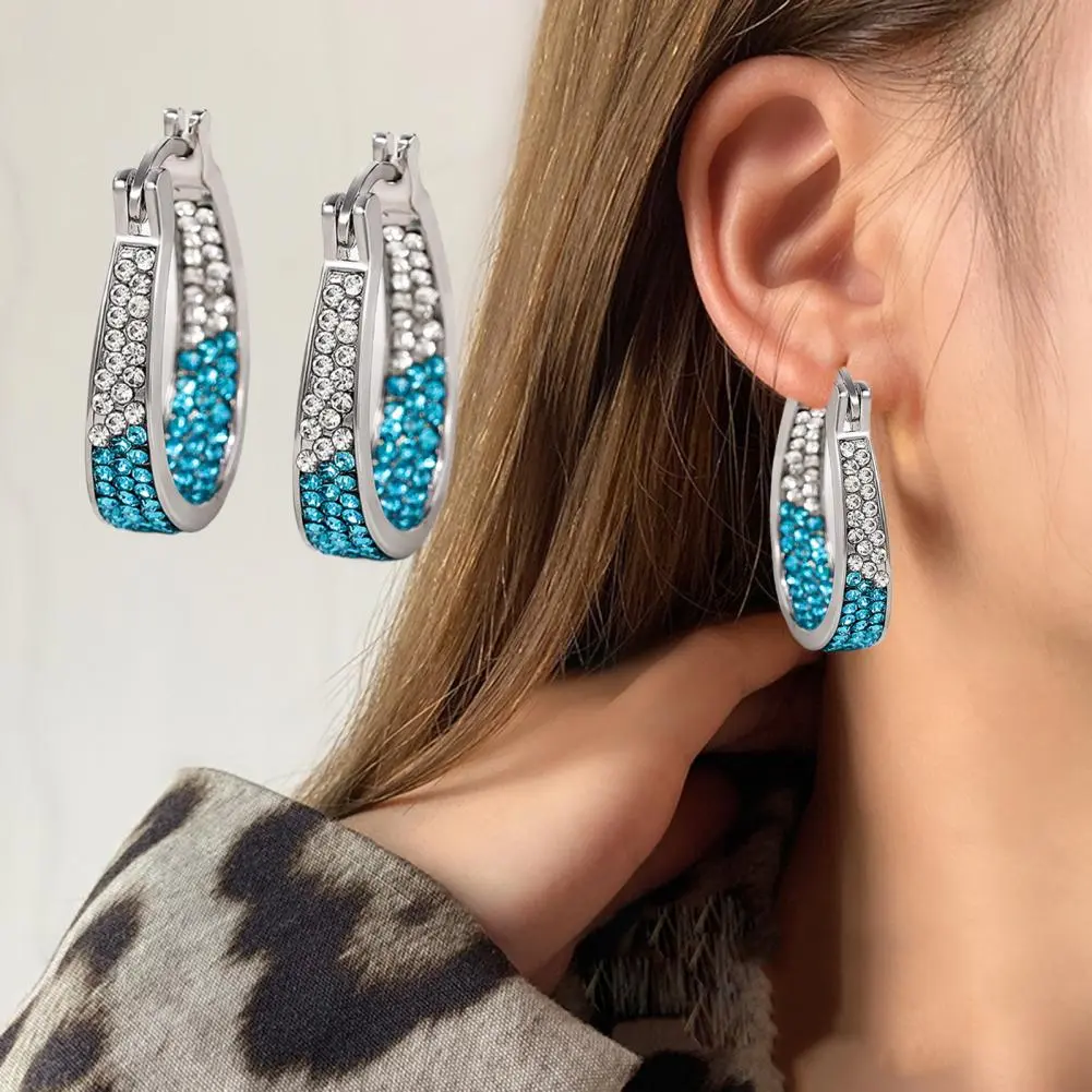 Temperament Zircon Hoop Earrings Shiny Earrings Elegant Ear Jewelry Accessories Party Clothing Decor