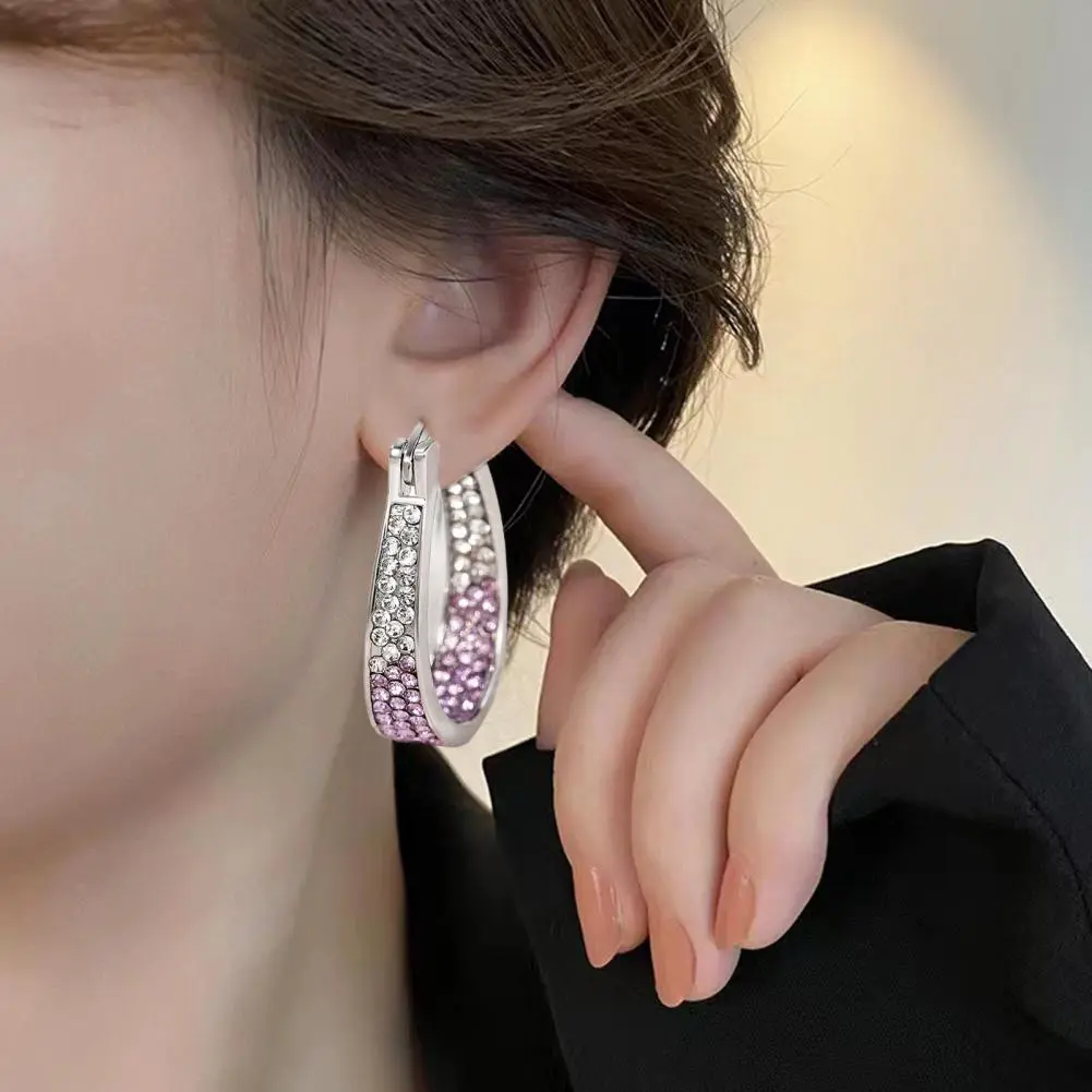 Temperament Zircon Hoop Earrings Shiny Earrings Elegant Ear Jewelry Accessories Party Clothing Decor