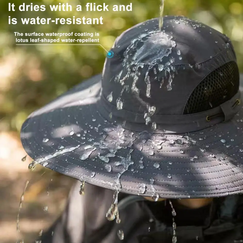 Polyester Outdoor Hat with Fan Outdoor Wide Brim Sun Hat with Solar Fan for Men Women Beach Bucket Hat for Fishing Hiking