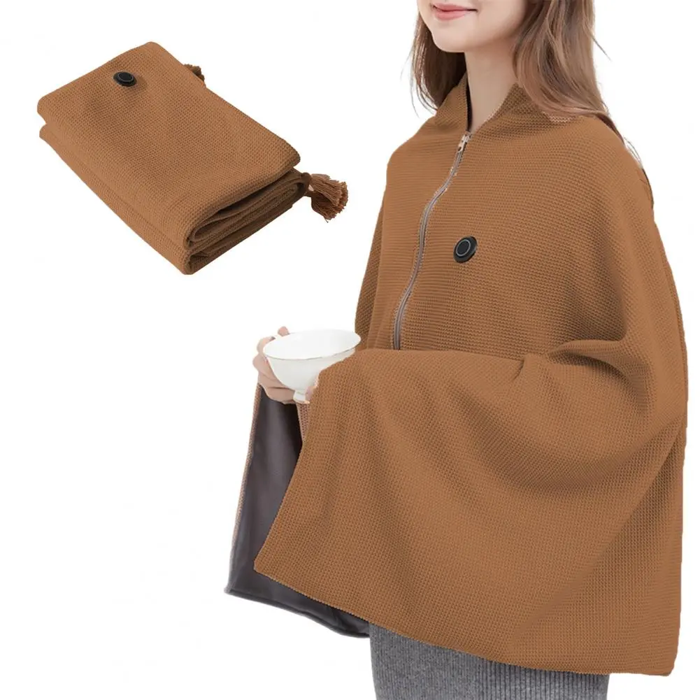 Practical Layering Option for Warmth Usb Blanket Shawl for Women with 3 Heating Portable Electric Body Warming Cloak Soft Zipper