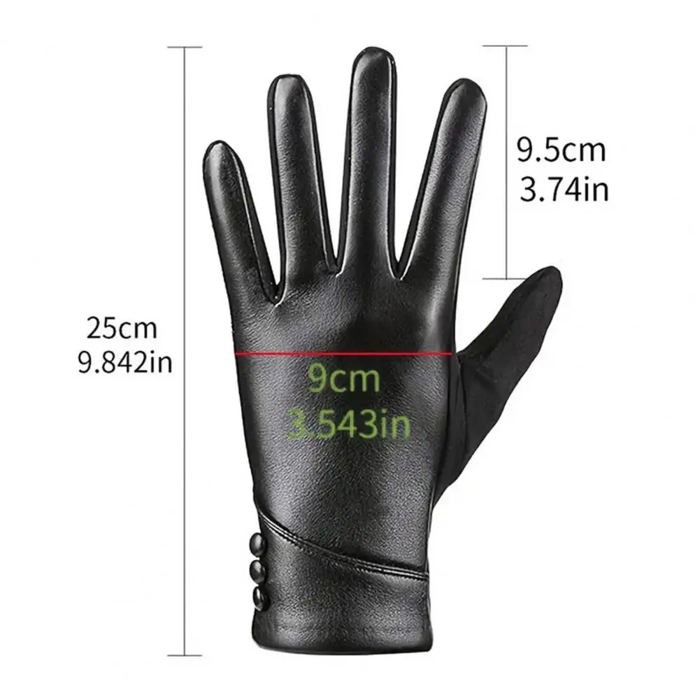 Women's Sheepskin Gloves Fashion Color Leather Simple Style Wool Lining Spring and Autumn Warmth Finger Gloves