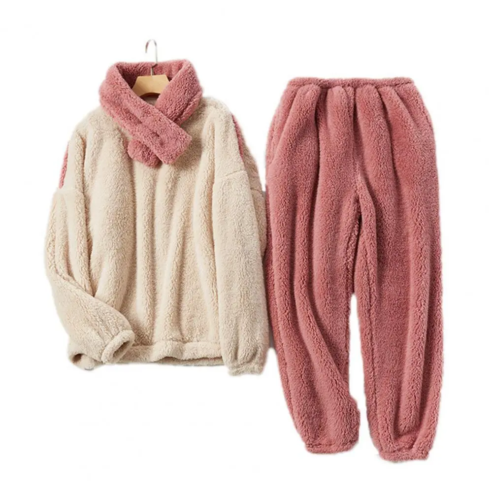 Autumn Women Solid Warm 3 Piece Sets Thicken Velvet Ribbed Fleece Set Pullover And Pants Women Casual Pajama Sets 2025