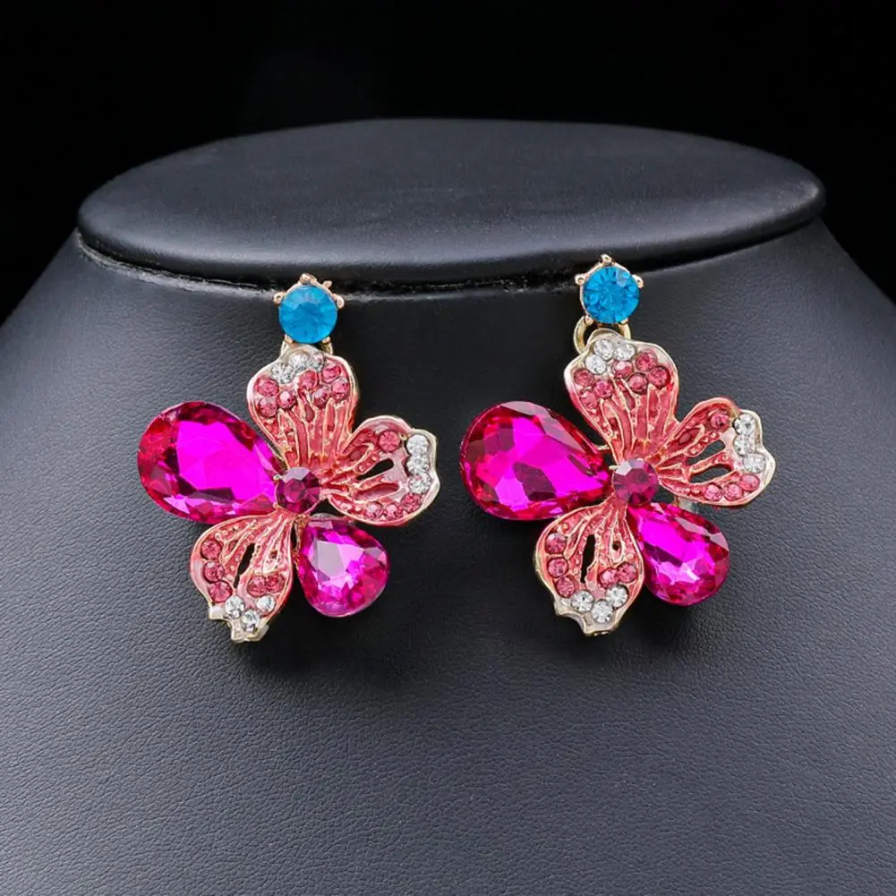 Jewelry Classice Fashion Women's Wedding Jewelry Sets Colorful Enamel Flower Necklace With Earring Accessory
