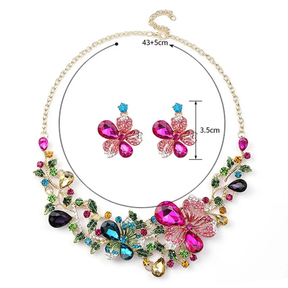 Jewelry Classice Fashion Women's Wedding Jewelry Sets Colorful Enamel Flower Necklace With Earring Accessory