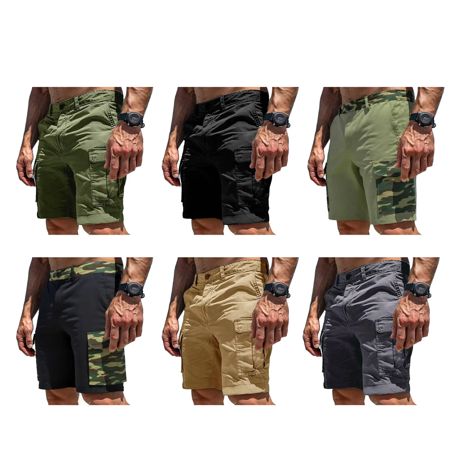 Beachwear Men s Cargo Shorts Loose Casual Below Knee Pants Elastic Waist Plus Size Outdoor Jogging Pants