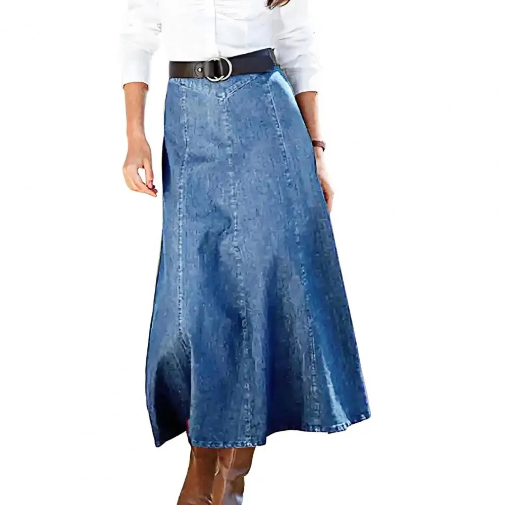 Summer Women's Cotton Denim Shorts Pink High-waisted Slit Retro Elegant Fashionable Casual Denim Long Skirt Female ropa mujer