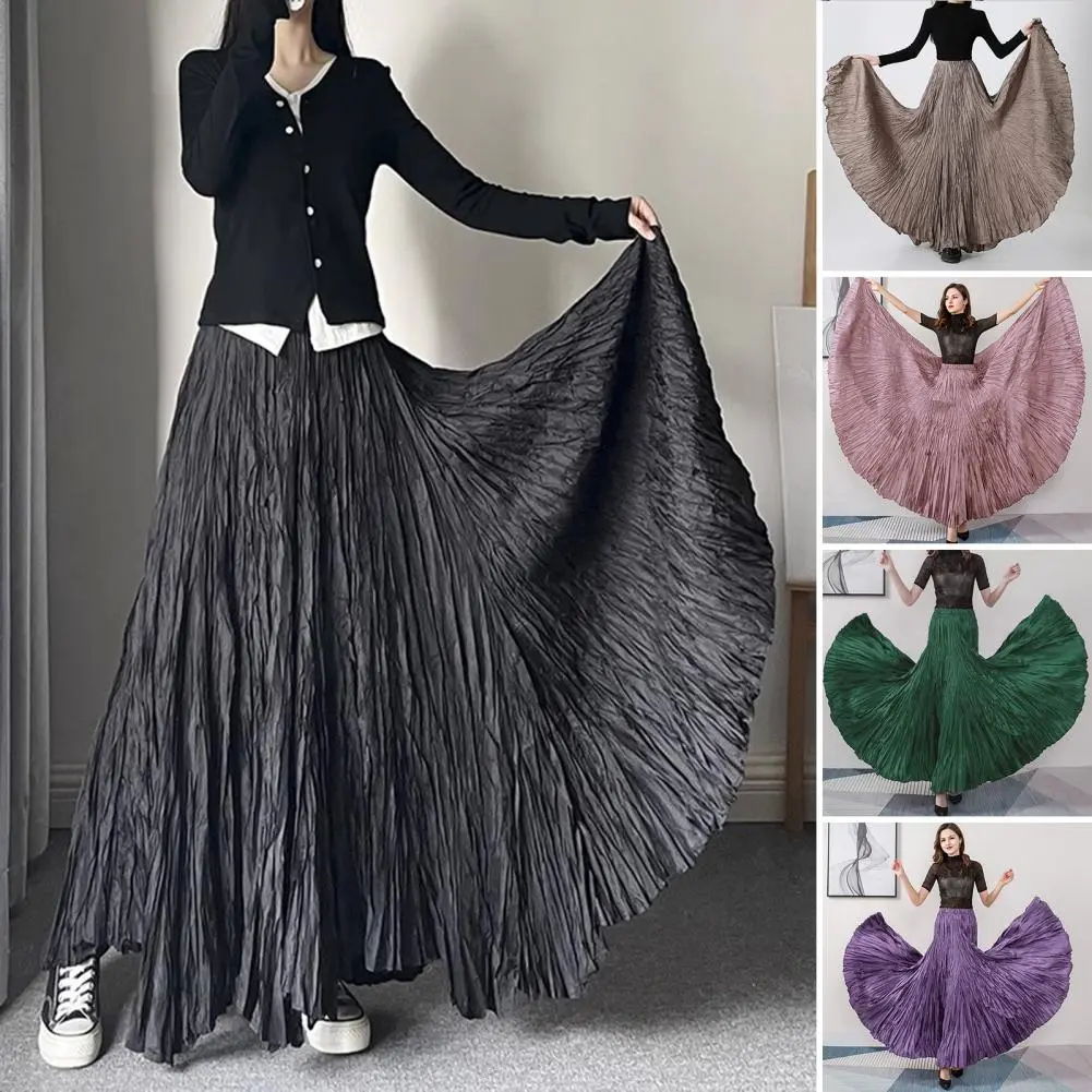 11 Colors Irregular Pleated A-line Skirt For Women High Waist Solid Color Loose Fashion Skirts Casual 2025 Spring New