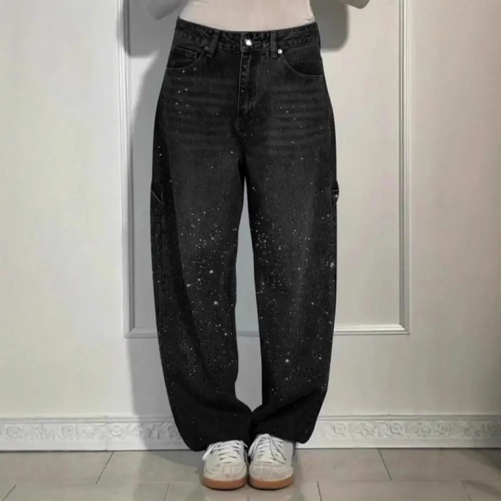 High Waist Jeans for Women Goth Style Baggy Jeans Punk New Jeans Wide Leg Denim Pants Kpop Casual Loose Streetwear