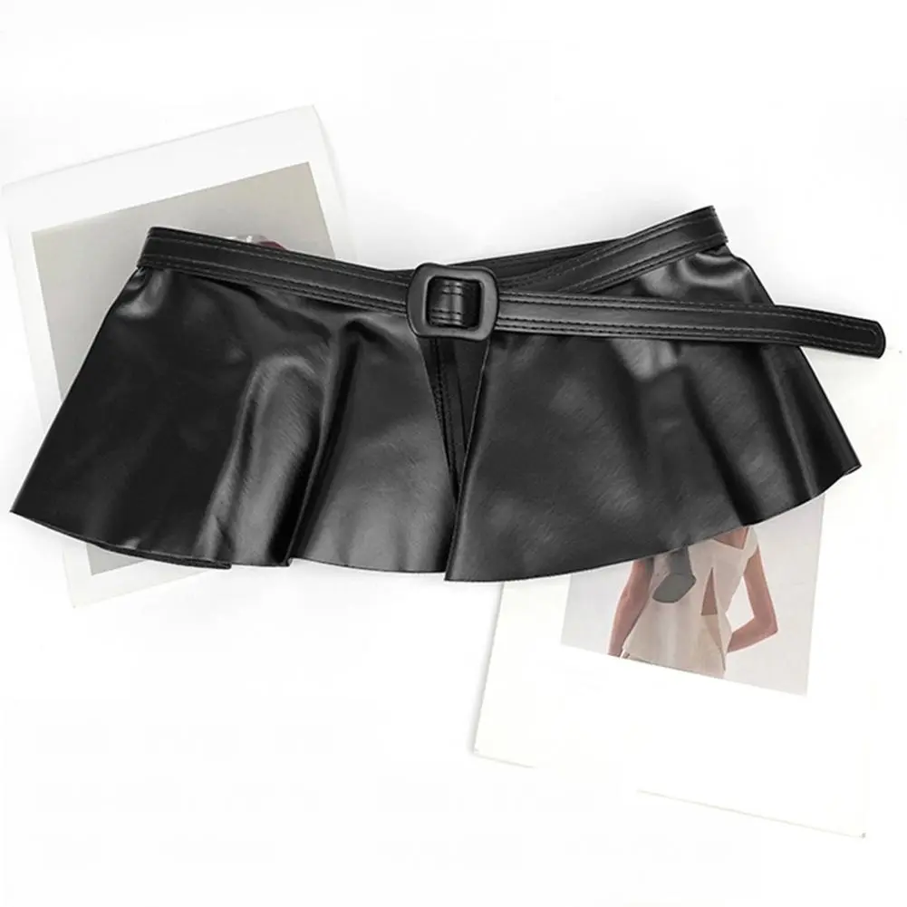 Durable Women Belt Stylish Imitation Leather Belt with Ruffle Trim High Punk Style Corset Belt for Women Waistband for Office