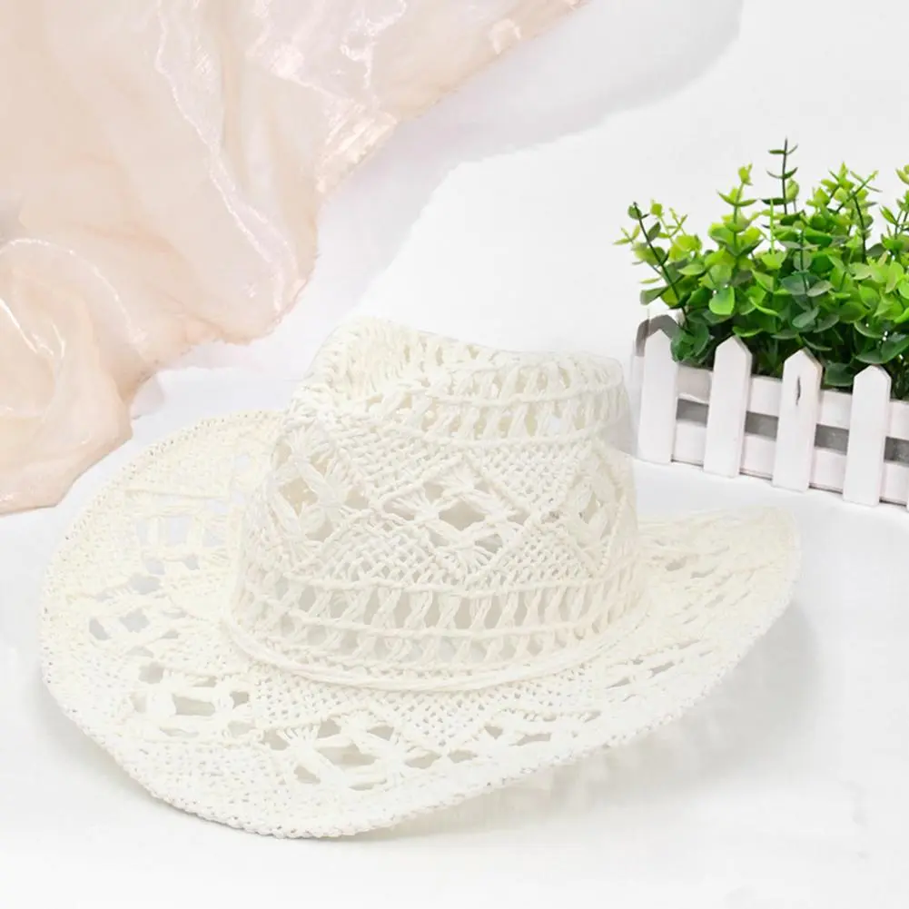 Dry Straw Hat Stylish Upf 50 Protection Straw Hat for Sun Protection Vacation Breathable Weaving Design with Hollow for Beach