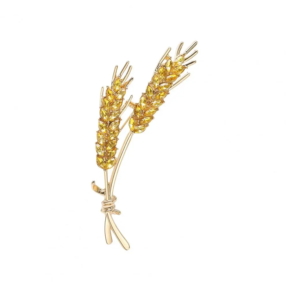 Trendy Rhinestone Wheat Ear Brooches for Women Ukrainian Wheats Pins Enamel Plant Badges Office Party Friend Gifts Accessories