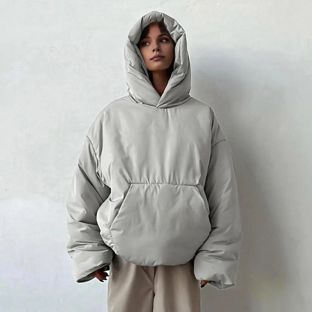 Gray Down Jacket Women Coat Black Hooded Fashion American Streetwear Style Duck Down Feather Female Winter Short Outwear