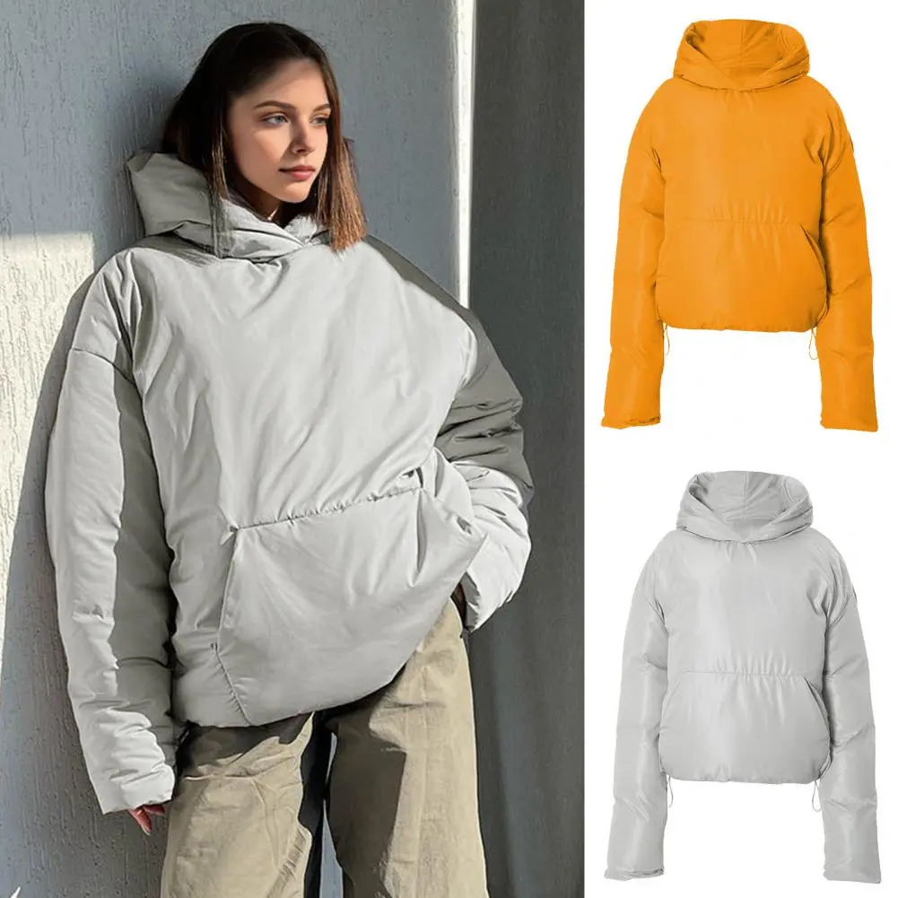 Gray Down Jacket Women Coat Black Hooded Fashion American Streetwear Style Duck Down Feather Female Winter Short Outwear
