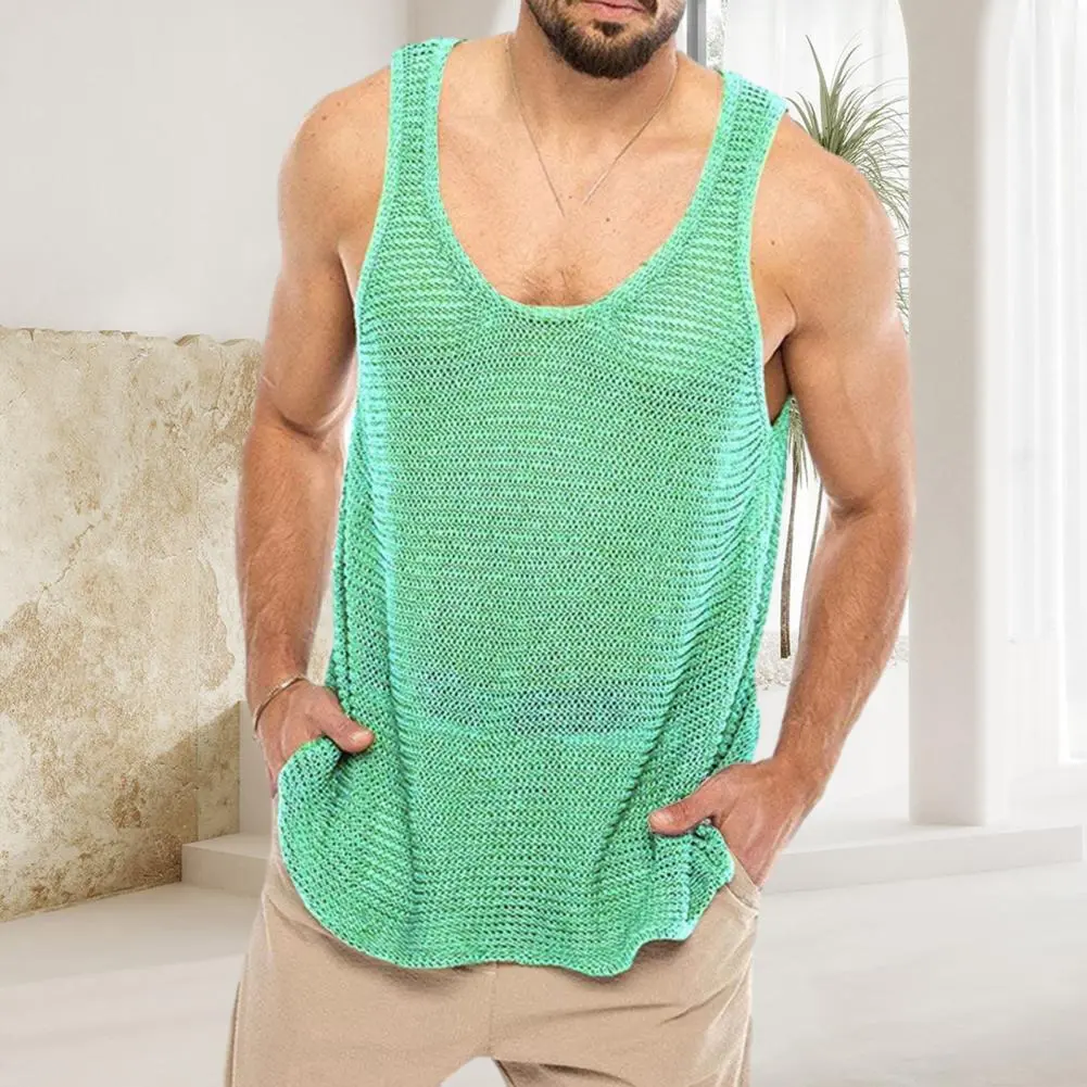 Versatile Men Vest Men's Quick-drying Knitted Vest for Gym Sports Breathable Fitness Tank Top for Muscle Guys Solid for Men