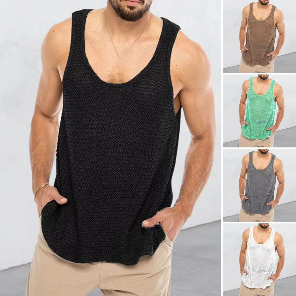 Versatile Men Vest Men's Quick-drying Knitted Vest for Gym Sports Breathable Fitness Tank Top for Muscle Guys Solid for Men