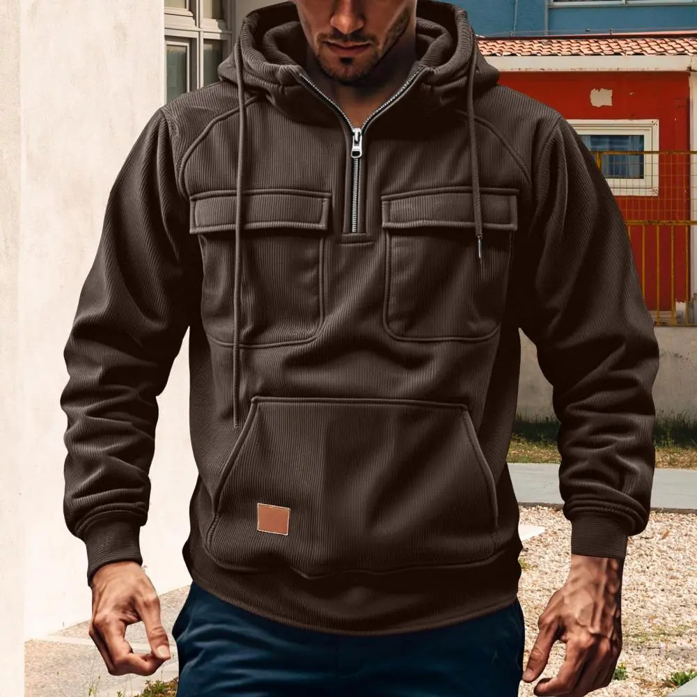 2025 New Multi Pocket Zipper Hooded Casual Shirt for Men and Women Plus Size Loose Pullover Fashion Sweatshirt top