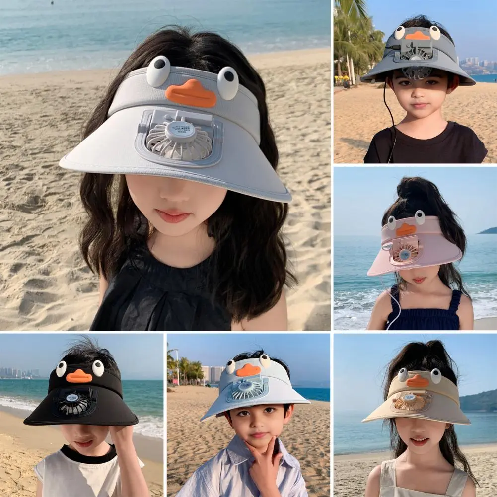 Fashion Outdoor Sun protection hat for children Summer Large Brim USB Charging Fan Sun Visor for Men and Women