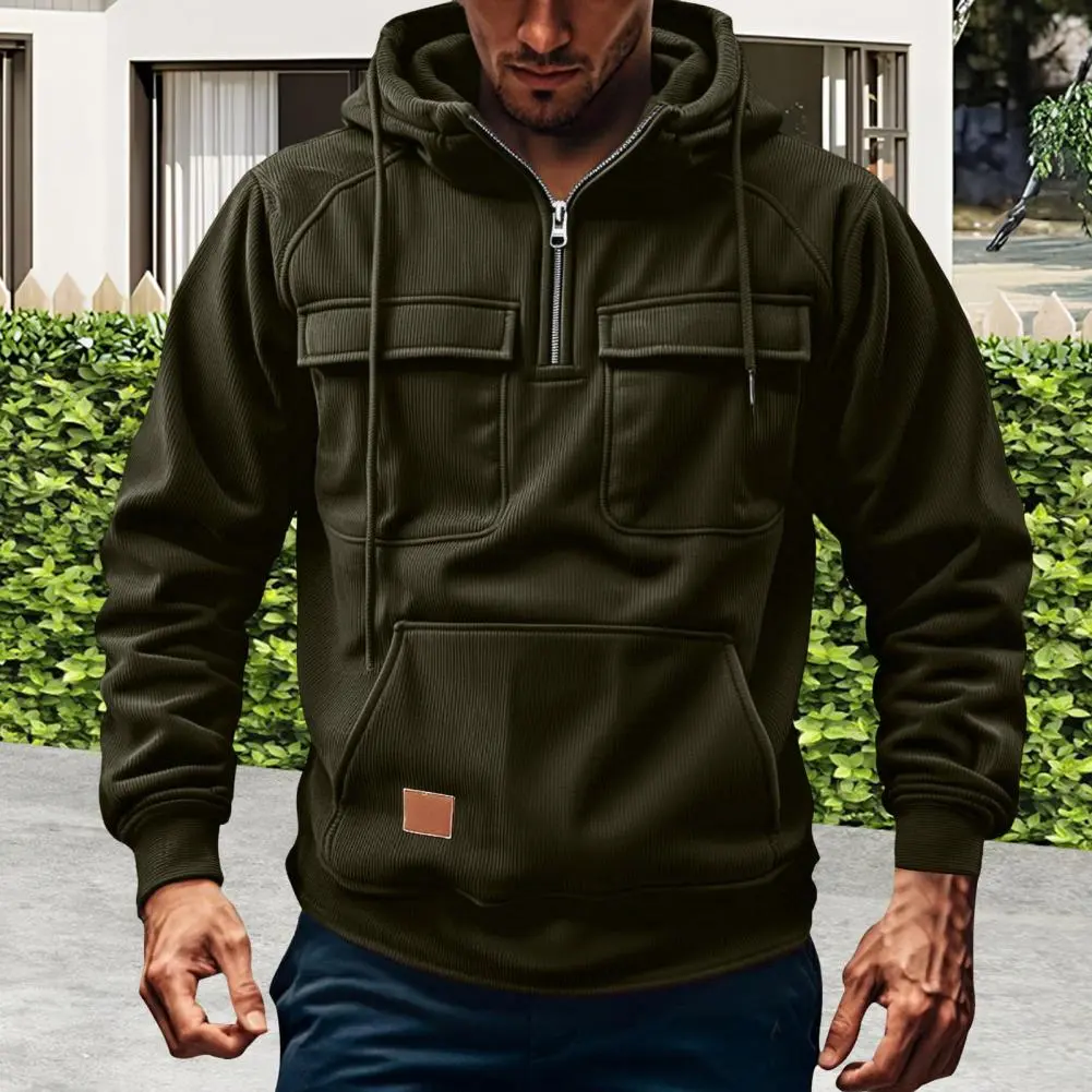 2025 New Multi Pocket Zipper Hooded Casual Shirt for Men and Women Plus Size Loose Pullover Fashion Sweatshirt top