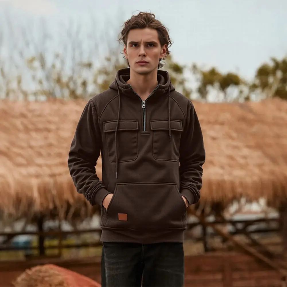 2025 New Multi Pocket Zipper Hooded Casual Shirt for Men and Women Plus Size Loose Pullover Fashion Sweatshirt top