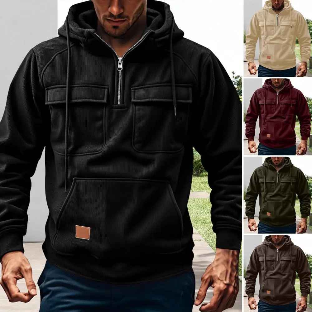 2025 New Multi Pocket Zipper Hooded Casual Shirt for Men and Women Plus Size Loose Pullover Fashion Sweatshirt top