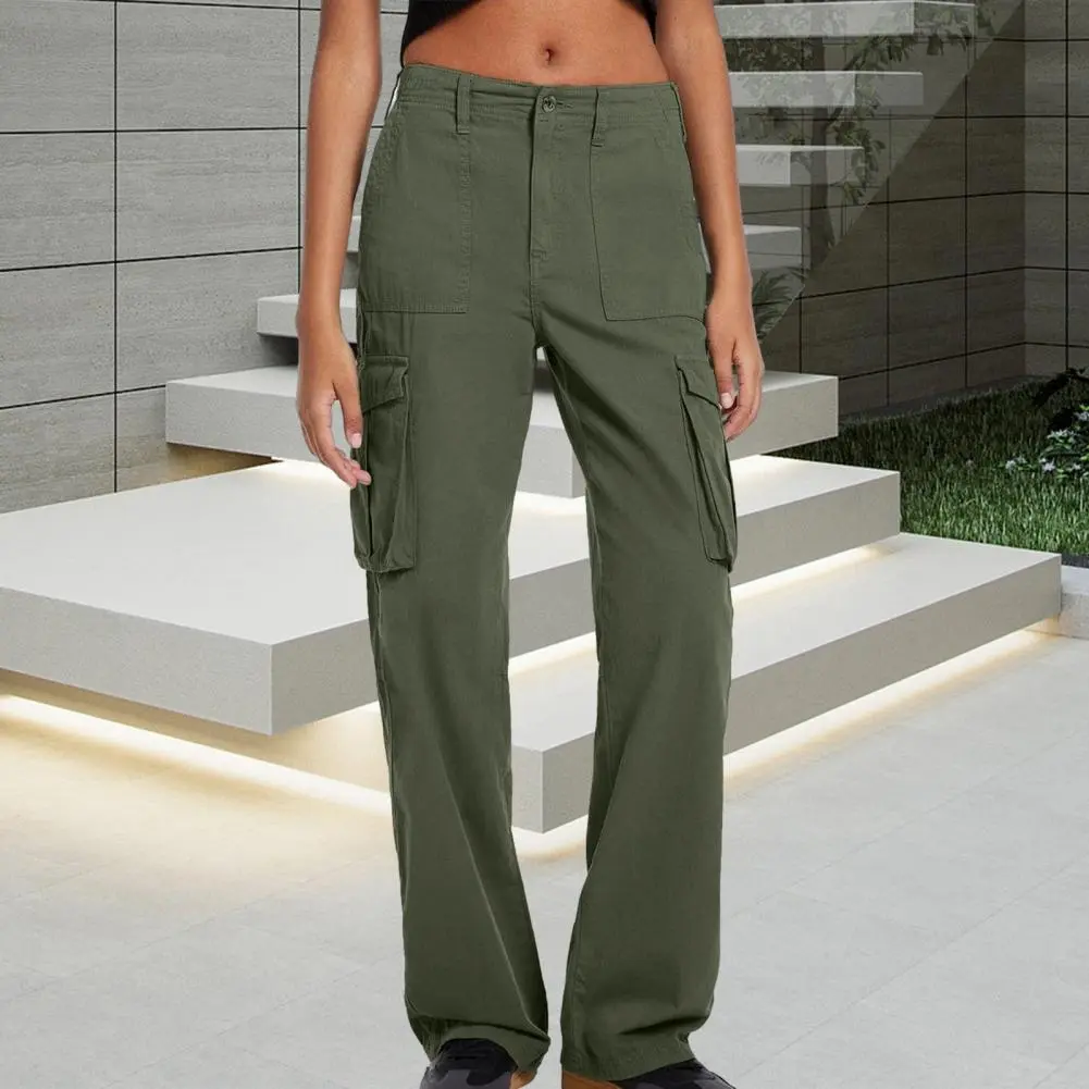 Cool Green Women Baggy New Pants Cargo Trousers Streetwear Multi Pockets Casual Loose Trousers Outdoor Tracksuit Women Pants