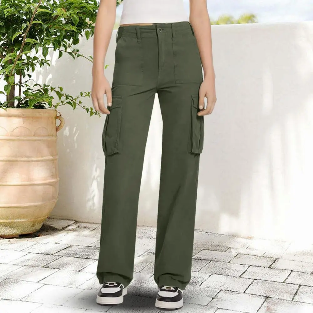 Cool Green Women Baggy New Pants Cargo Trousers Streetwear Multi Pockets Casual Loose Trousers Outdoor Tracksuit Women Pants