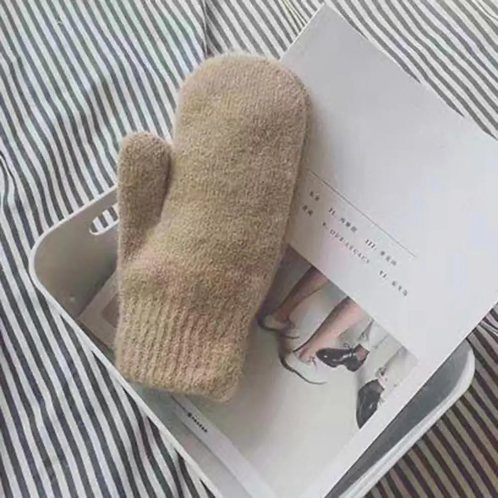 Warm Knitted Gloves Warm Plush Knitted Winter Gloves for Couples Anti-slip Weather Driving Skiing Gloves Unisex Five Finger