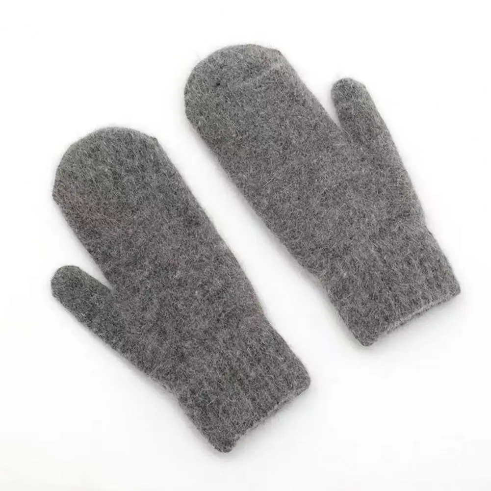 Warm Knitted Gloves Warm Plush Knitted Winter Gloves for Couples Anti-slip Weather Driving Skiing Gloves Unisex Five Finger